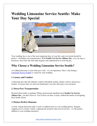 Wedding Limousine Service Seattle: Make Your Day Special