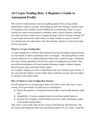 AI Crypto Trading Bots: A Beginner’s Guide to Automated Profits
