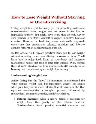 How to Lose Weight Without Starving or Over-Exercising