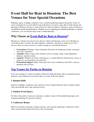 Best Venues for Your Special Occasions