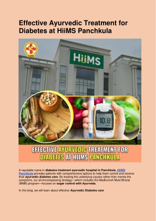 Effective Ayurvedic Treatment for Diabetes at HiiMS Panchkula