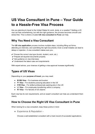 Exclusive US Visa Agency in Pune