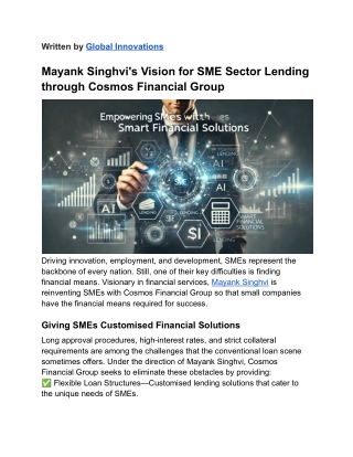 Meta Title_ Vision for SMEs Lending_ Cosmos Financial Group by Mayank Singhvi