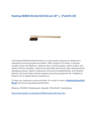 Keating 004894 Broiler_Grill Brush 20_ L _ PartsFe UK