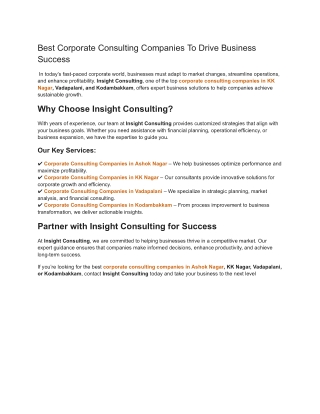 Best Corporate Consulting Companies To Drive Business Success