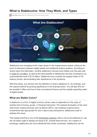 What is Stablecoins How They Work and Types
