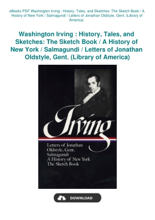 eBooks PDF Washington Irving  History  Tales  and Sketches The Sketch Book  A History of New York  S