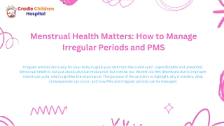 Menstrual Health Matters: Causes of Irregular Periods and PMS