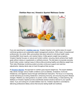 Dietitian Near me _ Vineela’s Sparkel Wellness Center