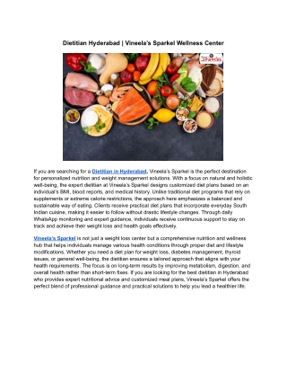 Dietitian Hyderabad _ Vineela’s Sparkel Wellness Center