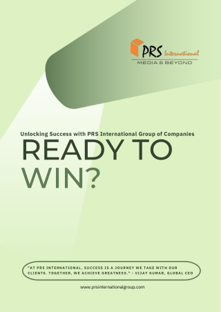 Ready to Win? www.prsinternationalgroup.com, www.pressconference.co.in