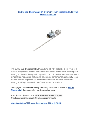 SECO 623 Thermostat W_ 3_16_ X 11-7_8_ Nickel Bulb, S-Type  PartsFe Canada