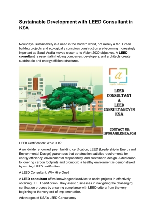 Sustainable Development with LEED Consultant in KSA