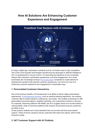 How AI Solutions Are Enhancing Customer Experience and Engagement