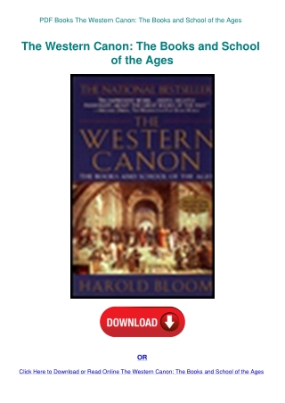 PDF Books The Western Canon The Books and School of the Ages