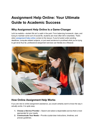 Assignment Help Online: Your Ultimate Guide to Academic Success