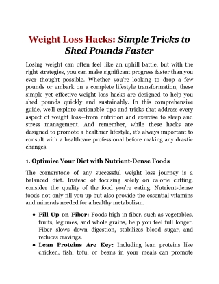 Weight Loss Hacks_ Simple Tricks to Shed Pounds Faster
