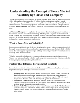 Understanding the Concept of Forex Market Volatility by Carlos and Company