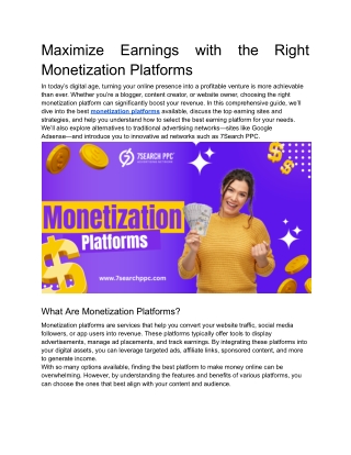 Maximize Earnings with the Right Monetization Platforms