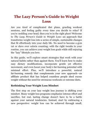 The Lazy Person’s Guide to Weight Loss