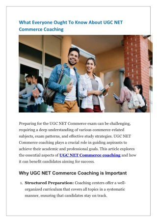 What Everyone Ought To Know About UGC NET Commerce Coaching
