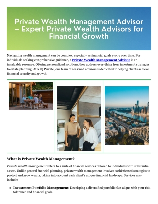 Private wealth advisor