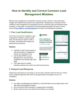 How to Identify and Correct Common Lead Management Mistakes
