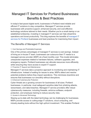 Managed IT Services for Portland Businesses_ Benefits & Best Practices