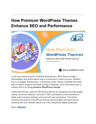 How Premium WordPress Themes Enhance SEO and Performance