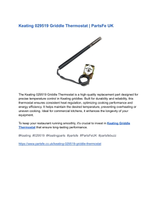 Keating 029519 Griddle Thermostat _ PartsFe UK