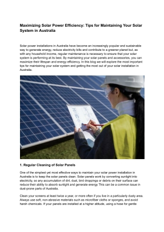 Maximizing Solar Power Efficiency_ Tips for Maintaining Your Solar System in Australia