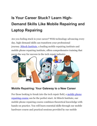 Learn High-Demand Skills Like Mobile Repairing and Laptop Repairing