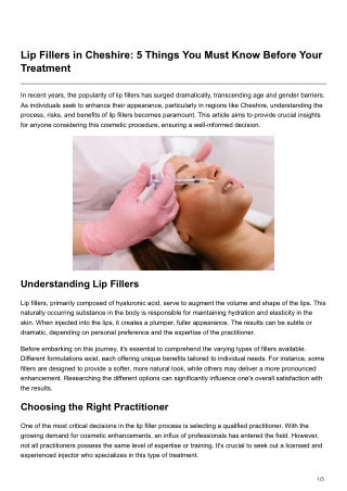 Lip Fillers in Cheshire 5 Things You Must Know Before Your Treatment