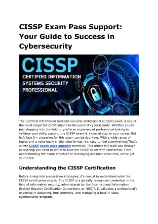 CISSP Exam Pass Support Your Guide to Success in Cybersecurity