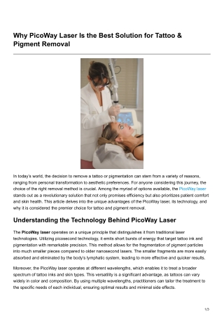 Why PicoWay Laser Is the Best Solution for Tattoo & Pigment Removal