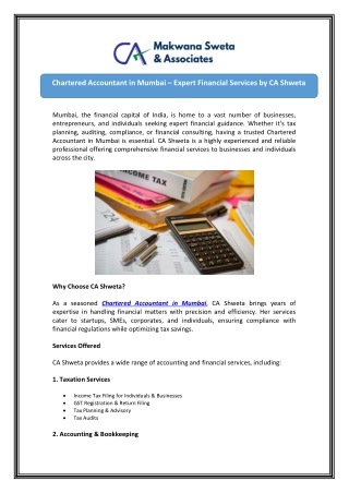 Expert Chartered Accountant in Mumbai – Get Help Now!