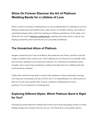 Eternal Elegance: Crafting Your Perfect Platinum Band