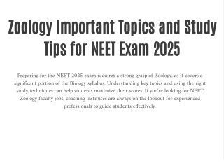 Zoology Important Topics and Study Tips for NEET Exam 2025