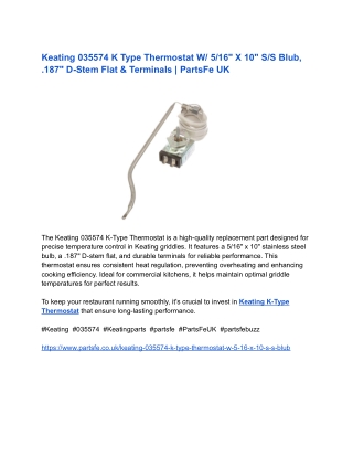 Keating 035574 K Type Thermostat W_ 5_16_ X 10_ S_S Blub,