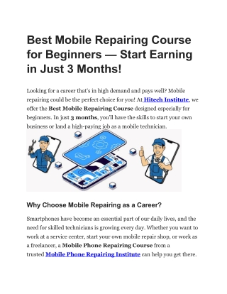 Best Mobile Repairing Course for Beginners
