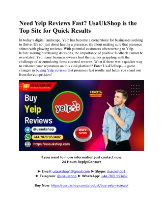 Need Yelp Reviews Fast UsaUkShop is the Top Site for Quick Results