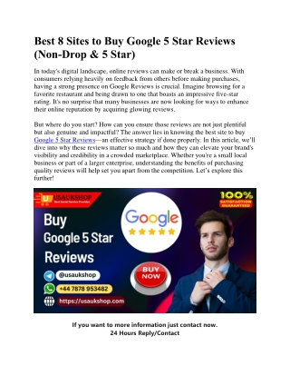 Best 8 Sites to Buy Google 5 Star Reviews (Non-Drop & 5 Star)