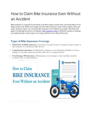 How to Claim Bike Insurance Even Without an Accident