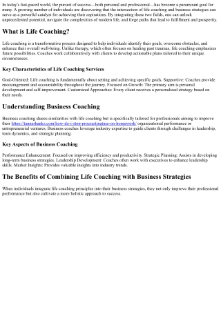 The Benefits of Combining Life Coaching with Business Strategies