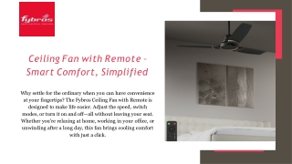 Ceiling Fan with Remote – Smart Comfort, Simplified
