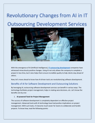 Revolutionary Changes from AI in IT Outsourcing Development Services