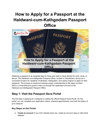 How to Apply for a Passport at the Haldwani-cum-Kathgodam Passport Office