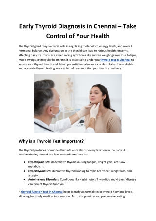 Thyroid Health Matters – Book a Thyroid Test in Chennai Today