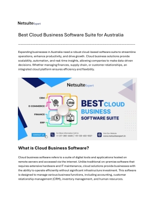 Best Cloud Business Software Suite for Australia