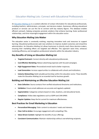 Education Mailing Lists-Connect with Educational Professionals